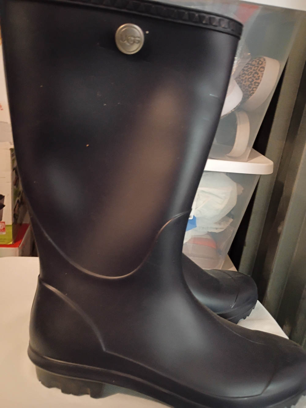 UGG Matte Black Knee-High Rain Boots